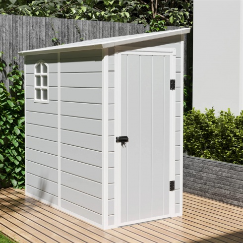 Jasmine Lean-To Pent Plastic Shed Light Grey 4x6